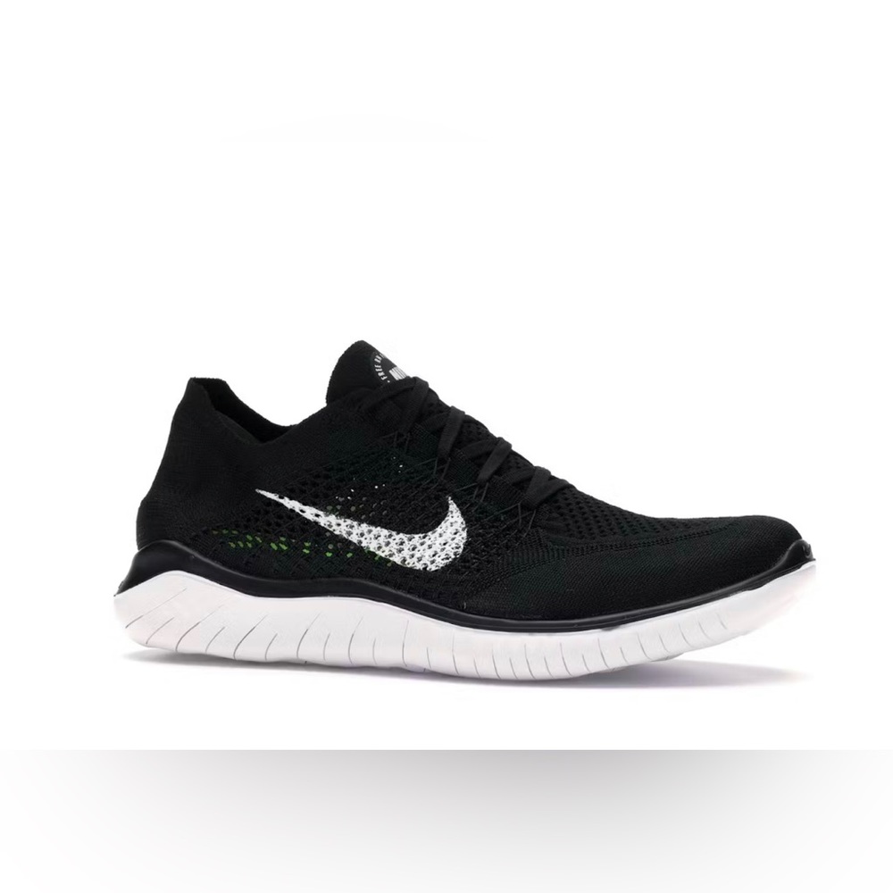 Nike Free Run Flyknit 2018 Sneaker Black/White Size 8 942838-001
